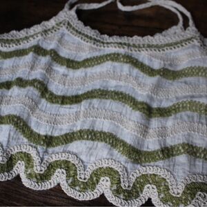 Boho Green and Cream Crochet Knit Tank